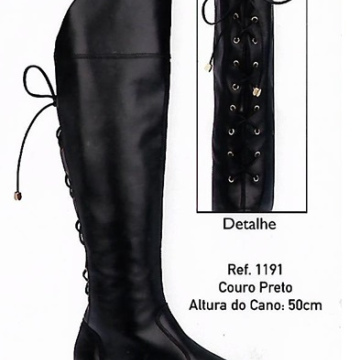 Couro Preto - Cano alto - 50cm