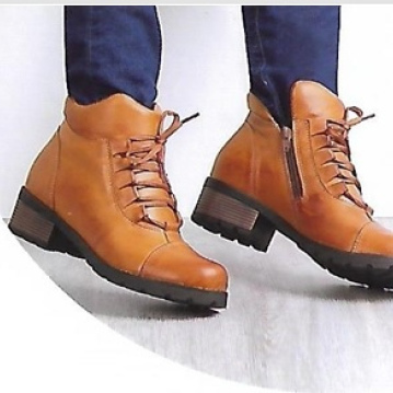 Coturno Couro Escovado Caramelo  Cano 12cm - 24.120 -  Zipper Interno