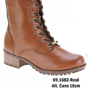 Coturno Couro Rosê  Cano 15cm 69.1682 salto 4cm