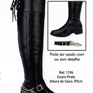 Couro Preto - Cano alto - 57cm