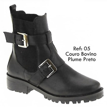 Coturno Couro Bovino Plume Preto