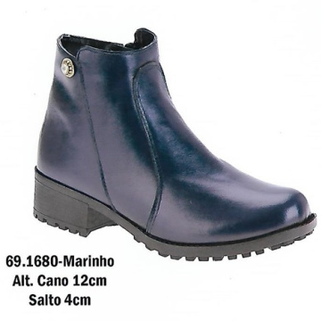Coturno Couro Marinho Cano 12cm 69.1680 salto 4cm
